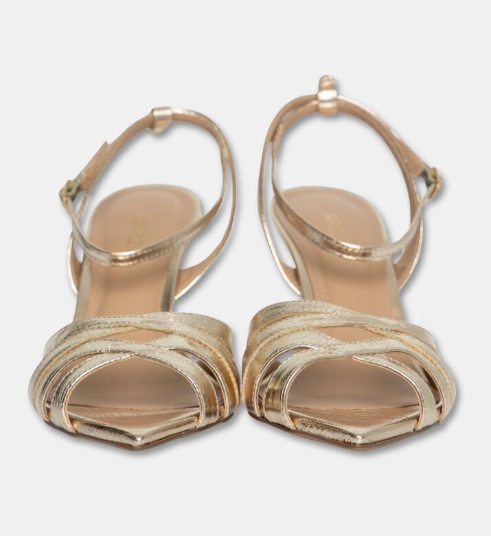 Arezzo Crisscross Metallic Heeled Sandals, Light-grey, Eu-39, Packshot View