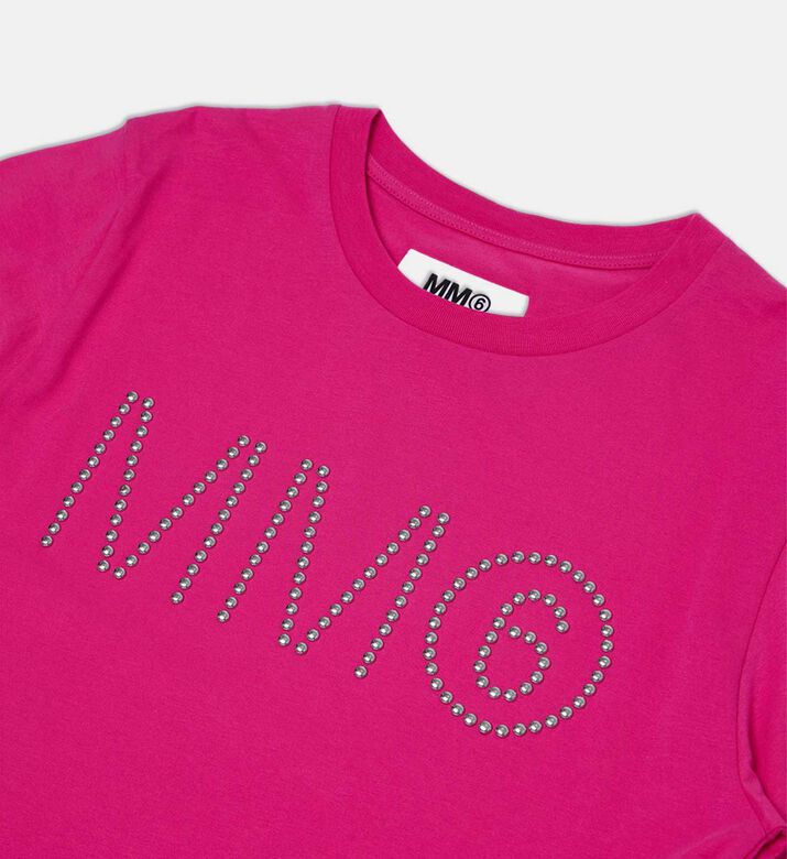 تي شيرت جيرسيه مرصع بشعار الماركة تي شيرت جيرسيه مرصع بشعار الماركة