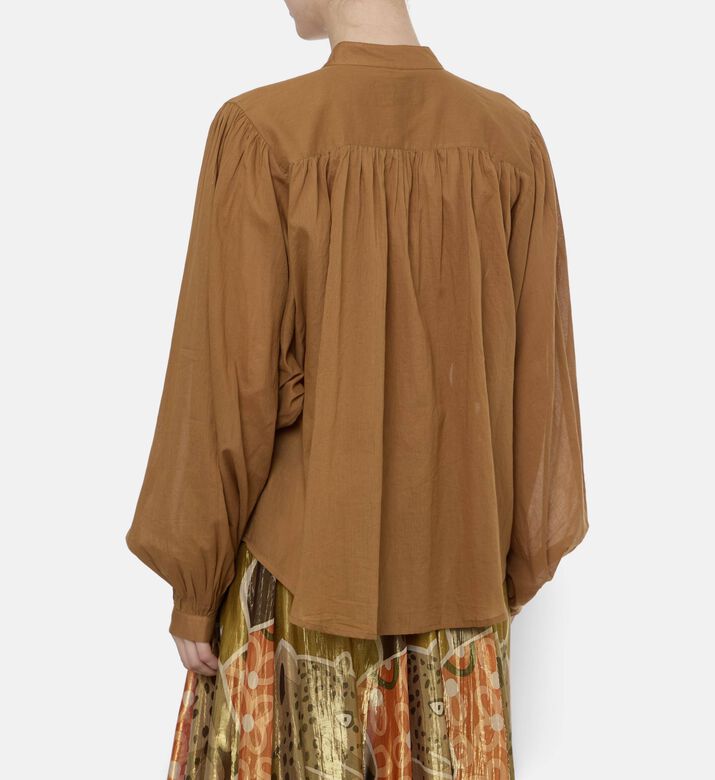 Mes Demoiselles Celeste Button-up Blouse, Caramel, Xs, Model View