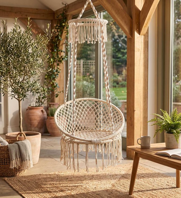 Home Deco and More Zaya Natural Cotton Cord Swing, Packshot View