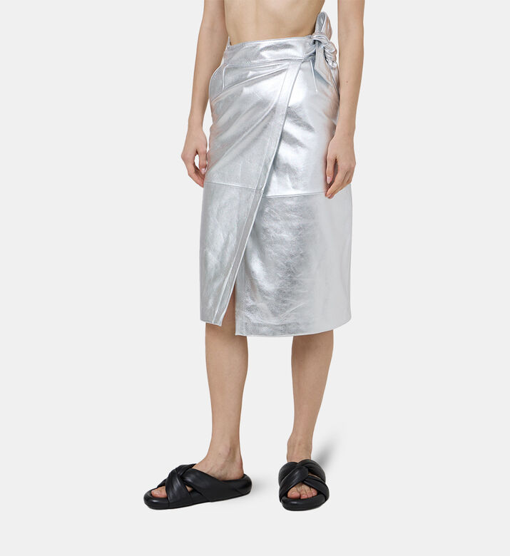 تنورة فاي ميدي جلد معدني