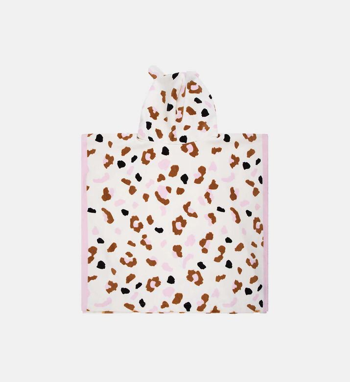 منشفة شاطئ بونشو بنقشة جلد نمر بلون كاكي