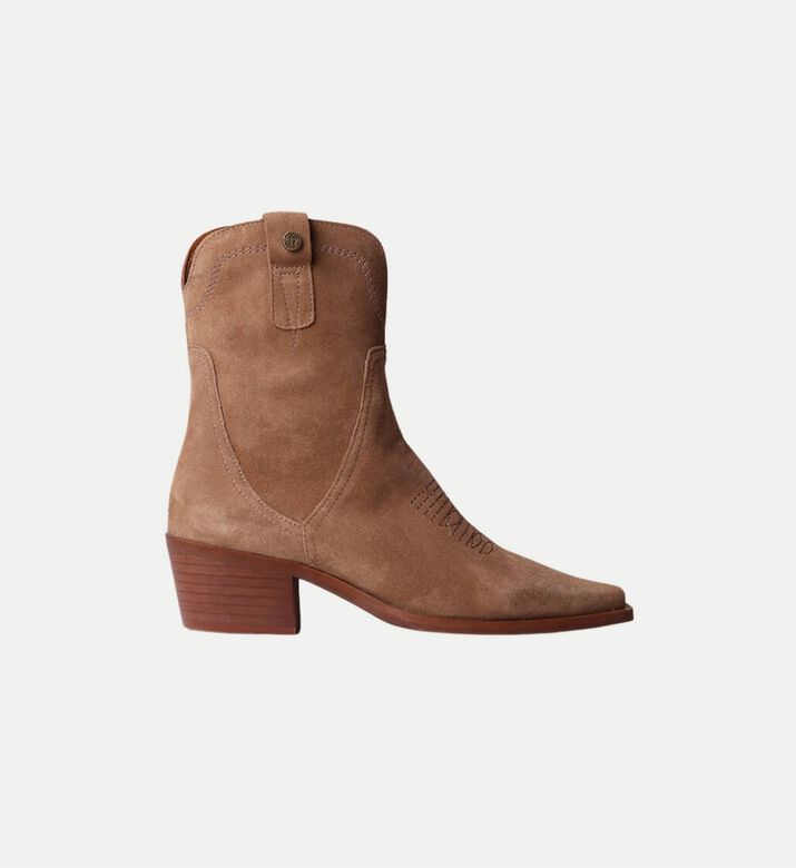 Irene-sy Suede Leather Mid-wedge Ankle Bootie