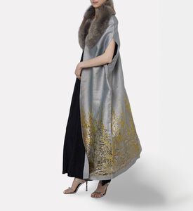By Febe Fur Collar Open-sleeves Cape, Model View
