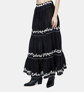 Embroidered Ruffled Maxi Skirt