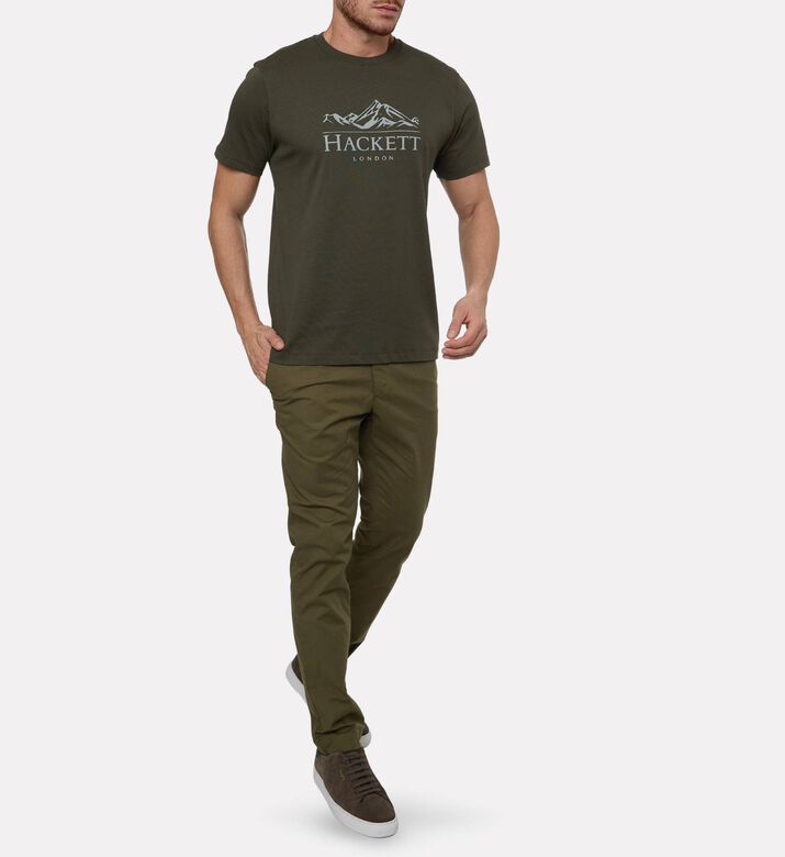 Hackett London Heritage Logo-print Crewneck T-shirt, Green, S, Model View