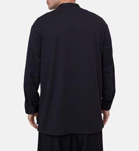 تيشيرت قطن طويل الأكمام بقصة عادية وطبعة شعار