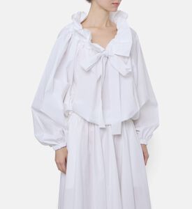 Patou Long-sleeve Oversized Ribbon Ruffled Blouse, Model View