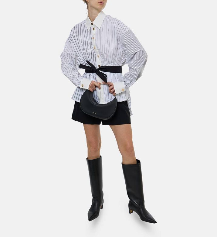 Edward Achour Paris Striped Button-front Blouse, Model View Edward Achour Paris Striped Button-front Blouse, Model View