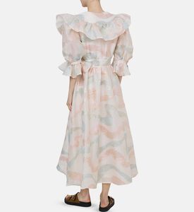 فستان ميتاليك بأكمام ثلاثة أرباع