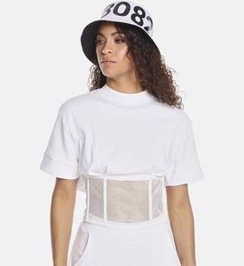 تيشيرت كورسيه شبكي بطيات عند الصدر