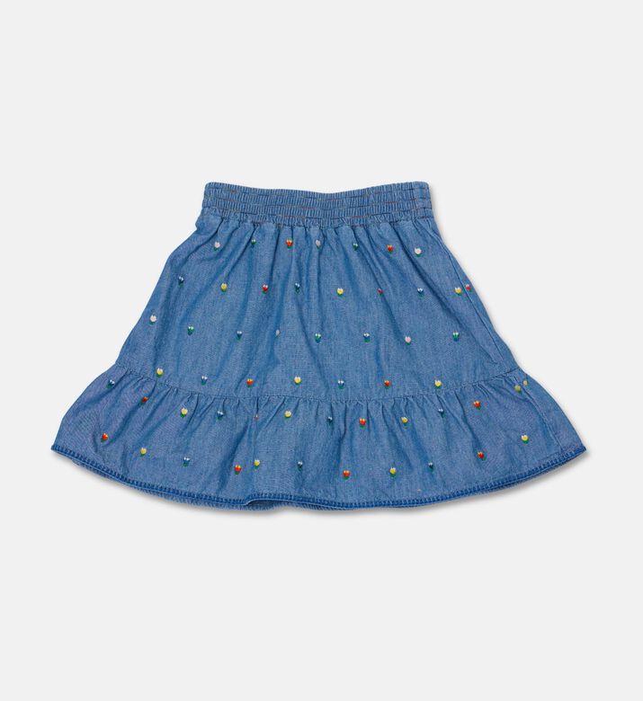 Stella McCartney Embroidered Denim Ruffle Skirt, Packshot View