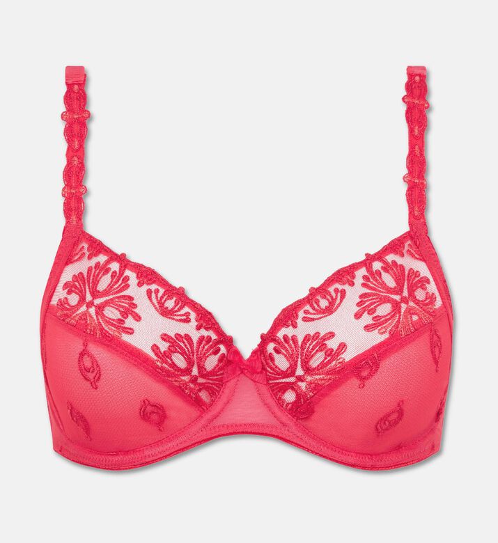 Chantelle Embroidered Underwired Bra, Red, 100, G, Packshot View