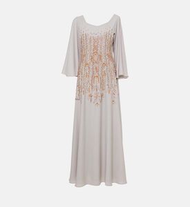 فستان طويل الأكمام مزين بترتر