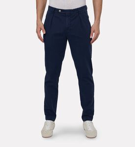 Hackett London Tricotine Button Closure Slip Pockets Pants, Navy, 32, Model View