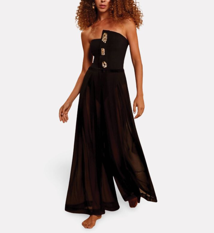 Karla Vivian Sheer Wide-leg Jumpsuit, Model View