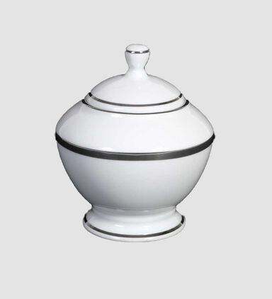Silver-rimmed Porcelain Sugar Box