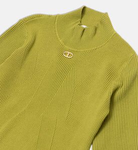 سترة صوفية محبوكة طويلة الأكمام بياقة عالية