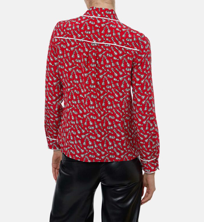 Alice and Olivia Chess-print Long-sleeve Top, Model View
