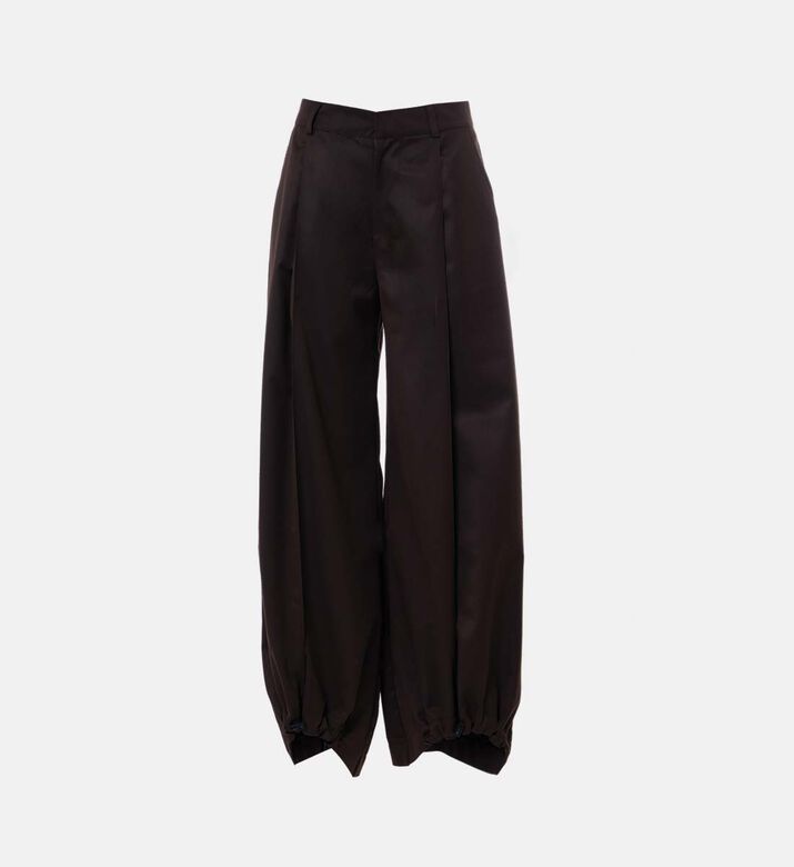 Button Closure Drawstring Hem Pants