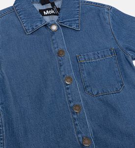 فستان سيليز دنيم بحافة مكشكشة