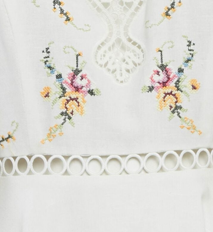 Zimmerman Zimmermann Embroidered Lace Trim Linen Mini Dress, Packshot View