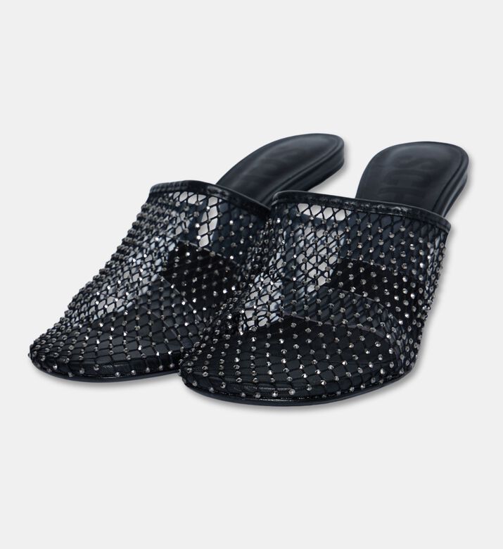 Schutz Crystal Mesh Mule Sandal, Black, Eu-40, Packshot View