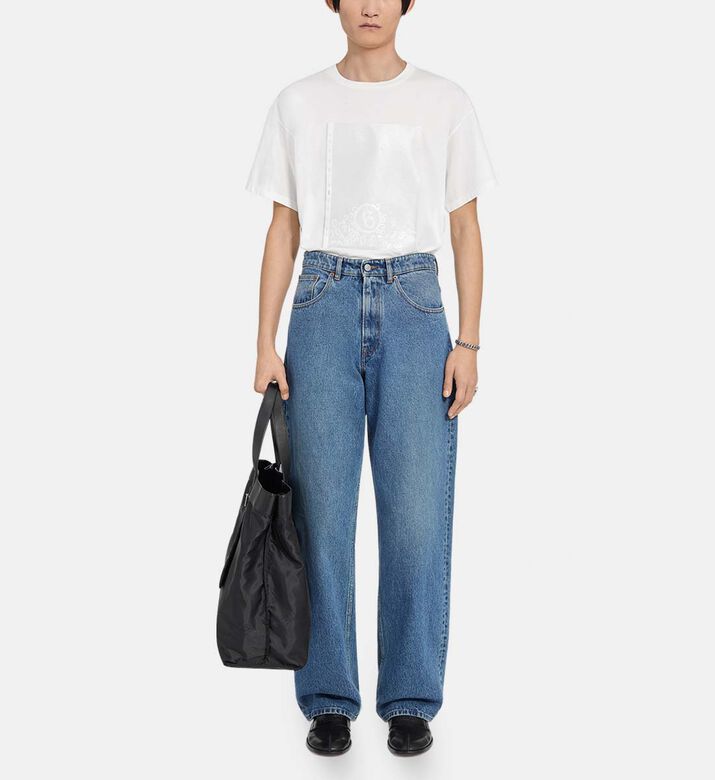 Faded Wide-leg Denim Pants