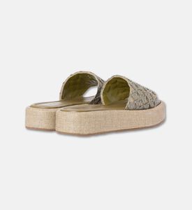 Schutz Shoes Sabot Bordado Cia, Olive, Eu-39, Packshot View