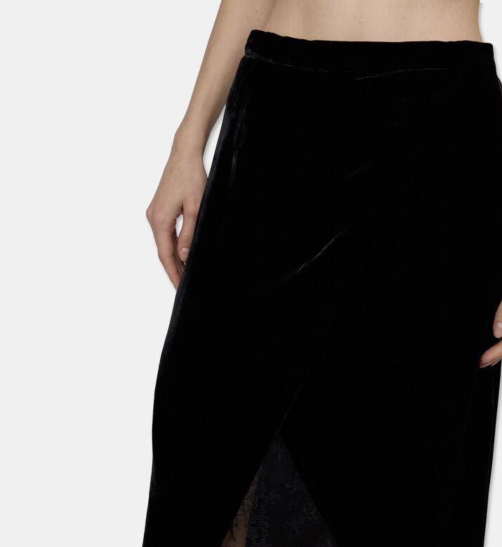 Zadig et Voltaire Velvet Lace Trim Side Slit Skirt, Model View