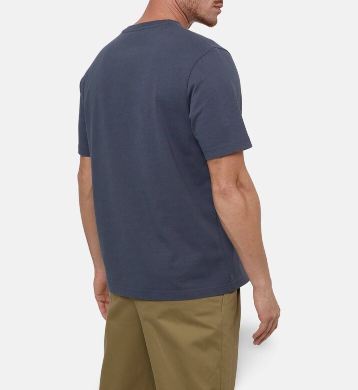 Maison Kitsune Embroidered Patch Straight-cut T-shirt, Blue, Xl, Model View