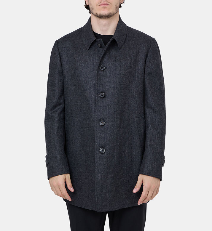 Wool Button-up Midi Coat