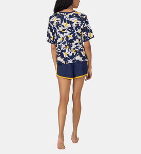طقم بيجامة قصيرة بطبعة أزهار
