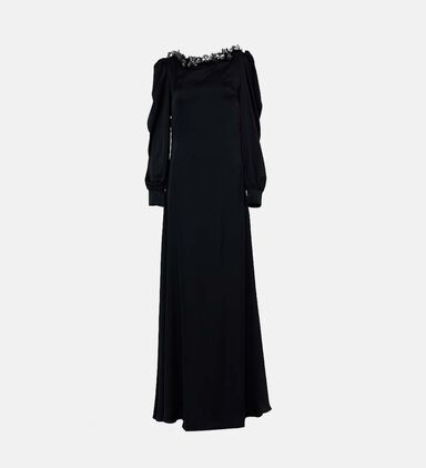 Flared Long-sleeve Maxi Gown