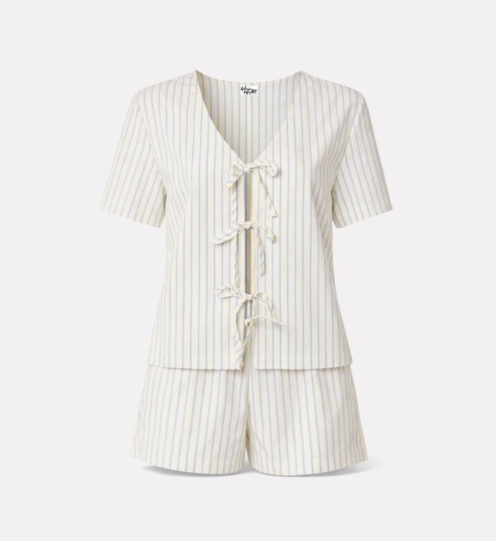 Galeries Lafayette Striped Front-tie Top Shorts Set, Packshot View
