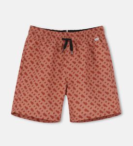 شورت بحزام خصر مطاطي بطبعة شعار بالكامل