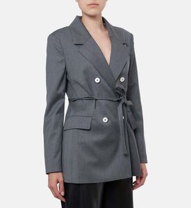 Beatrice B Button Closure Waist Belt Jacket, Model View