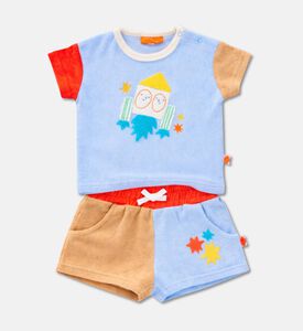 Halcyon Nights Rocket Applique Color-block T-shirt Shorts Set, Blue, 6y, Packshot View