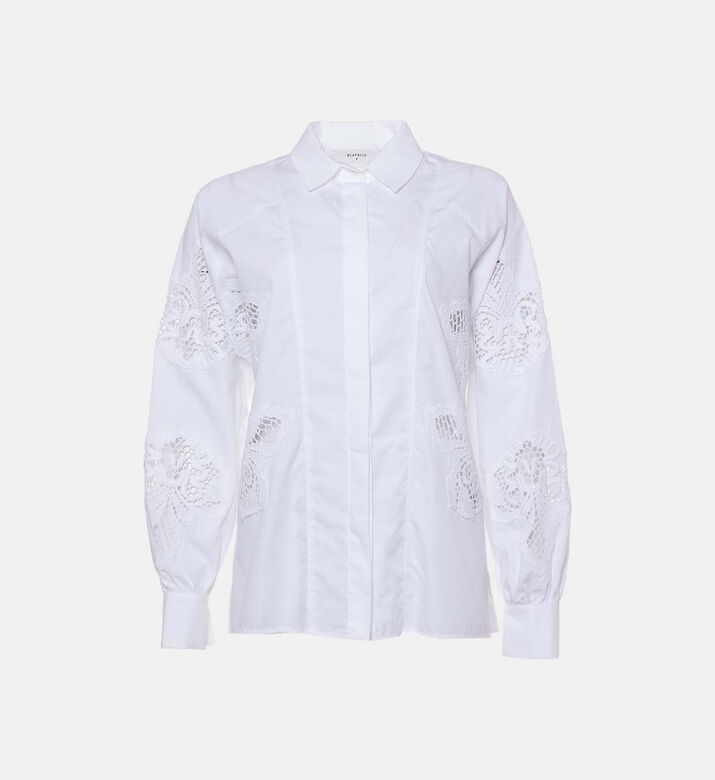 Lace Inserts Poplin Shirt