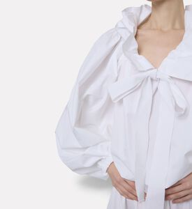 Patou Long-sleeve Oversized Ribbon Ruffled Blouse, Model View