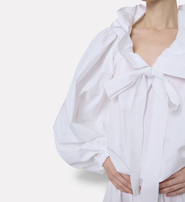 Patou Long-sleeve Oversized Ribbon Ruffled Blouse, Model View