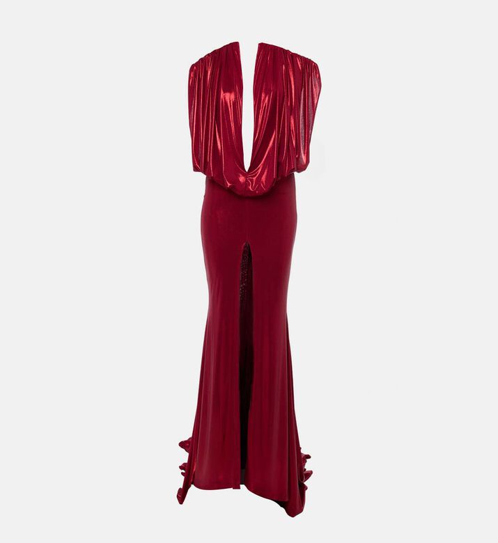 AAVVA Draped Front Slit Sleeveless Gown, Packshot View