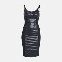 Leather Jersey Zip-up Bodycon Mini Dress Pre-owned