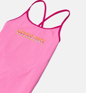 بدلة سباحة قطعة واحدة بطبعة شعار بخطوط متعرجة