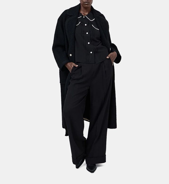 Edward Achour Paris Peal-embellishment Sheer Sleeve Top, Model View