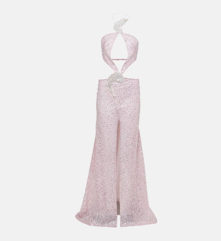 Halter Collar Sequin Dress