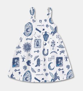 My Little Thieves Cotton-linen Celestial-print Strappy Dress, Packshot View