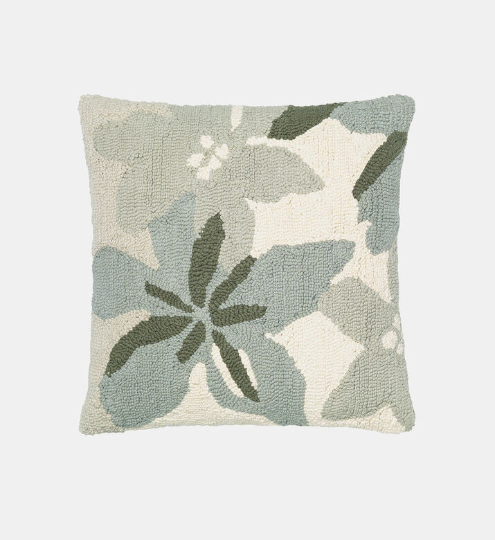 Cozy Cotton Flower-print Cushion, Green, Packshot View