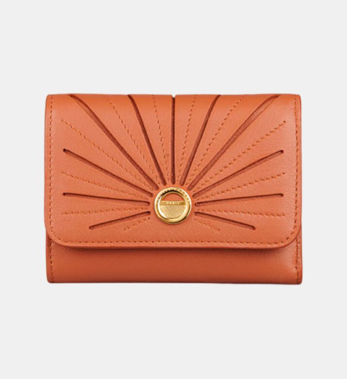 Camille Fournet Signature Pleated Calf Leather Wallet, Brown, Packshot View