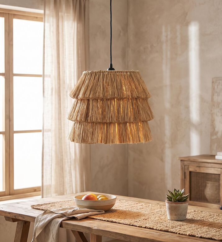 Home Deco and More Foonse Cane Skirt Lamp Pendant, Packshot View